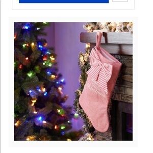 HOLIDAY LIVING BABYS FIRST CHRISTMAS pink stocking